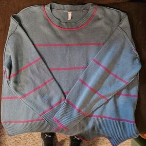 Wishlist Teal and Pink Striped Sweater